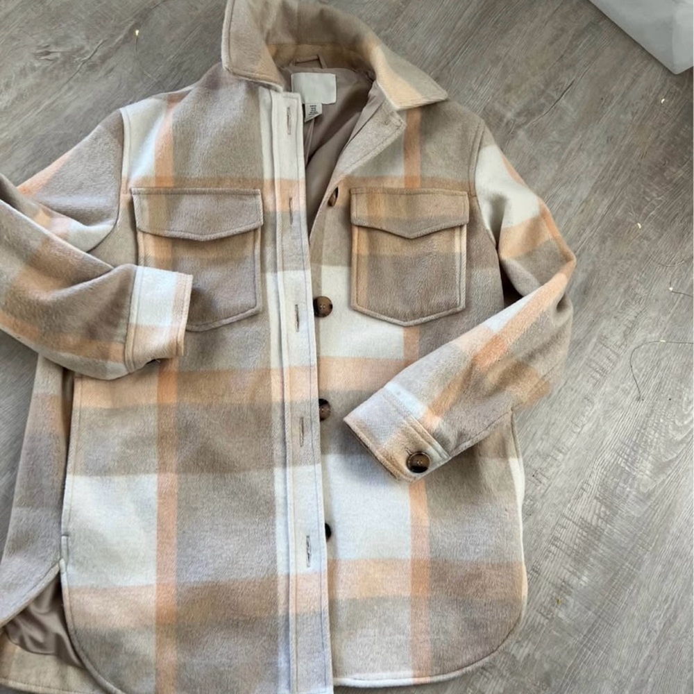 H&M Tan and Cream Plaid Jacket